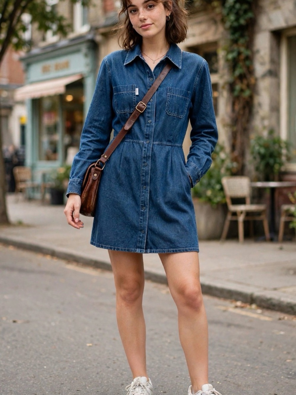 Vintage 90s ESPRIT BASIX Denim Shirtdress- Size 9/10 Dark Wash Jean Dress